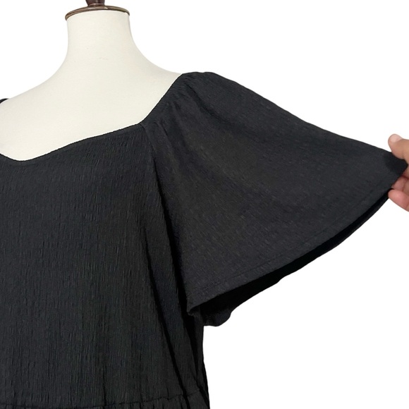 Ava & Viv Plus Textured Stretch Flutter Sleeve Dress Black Size 2X‎ - Picture 9 of 12